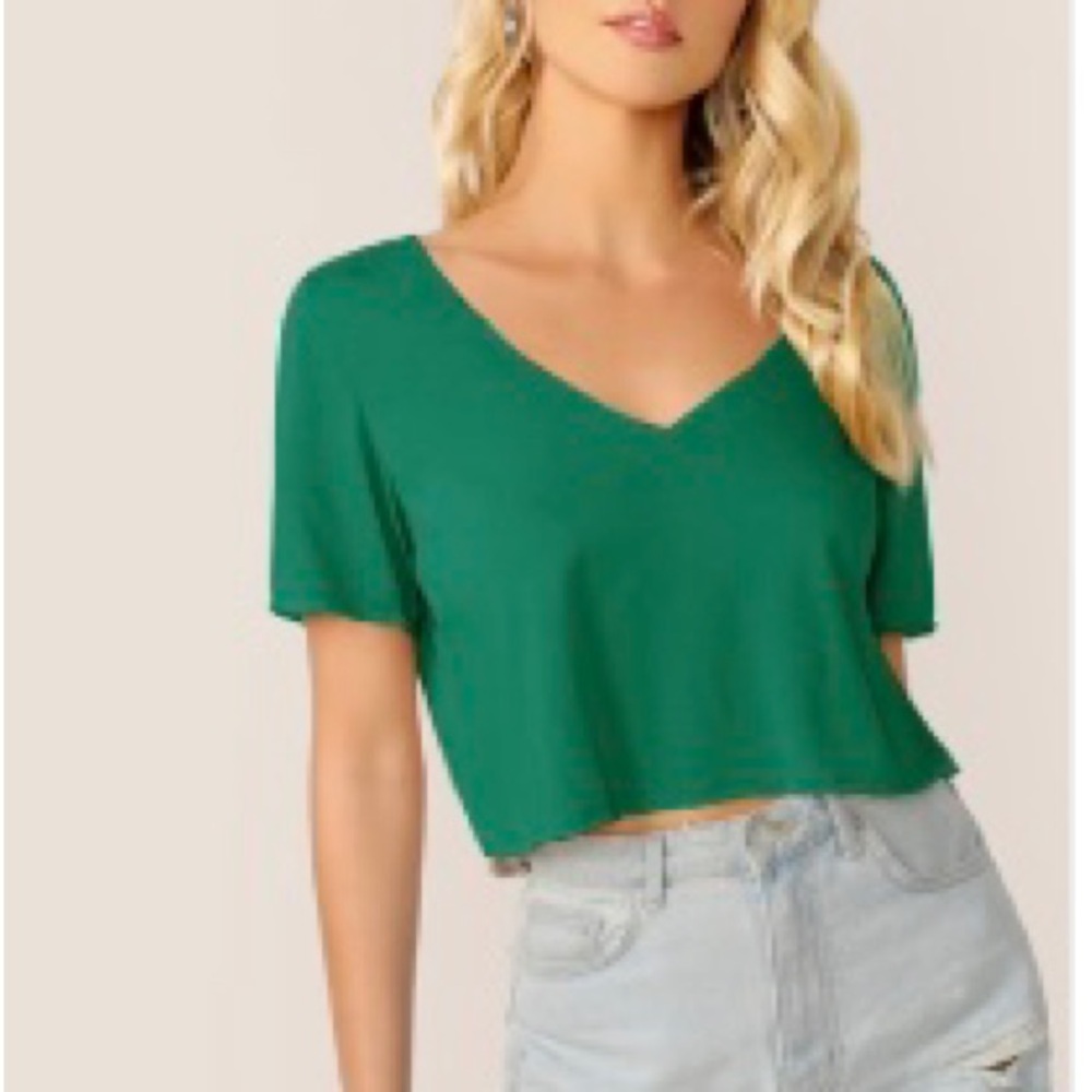Green sheer crop top